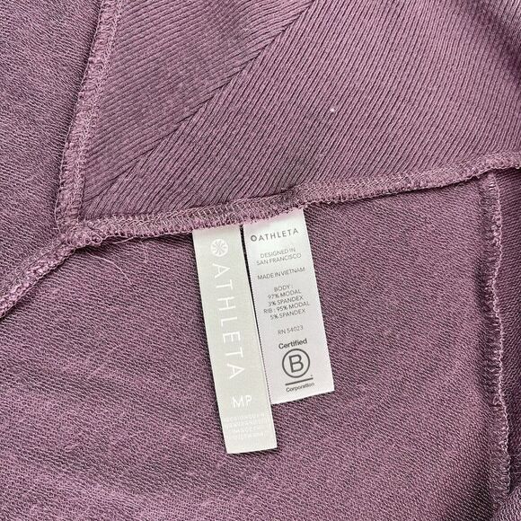 Athleta Nirvana Wear Two Ways Wrap Cardigan Petite MP Open Front Purple Yoga Gym - Picture 6 of 12
